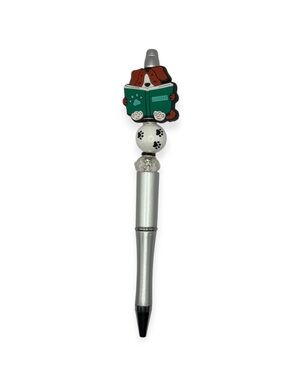 Handcrafted Dog Theme Beaded Pen in Silver